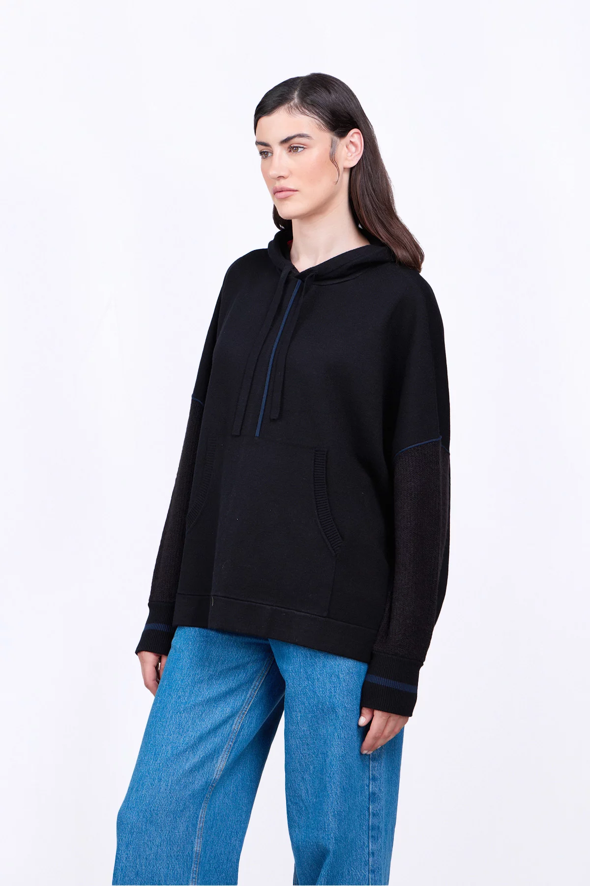 Antonia bi-material hooded...